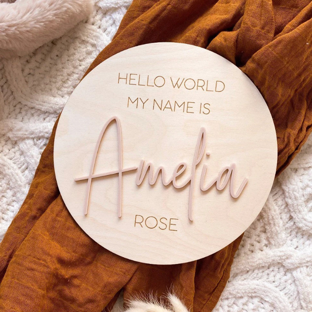 Woodworking Laser - Targa personalizzata con nome Hello World